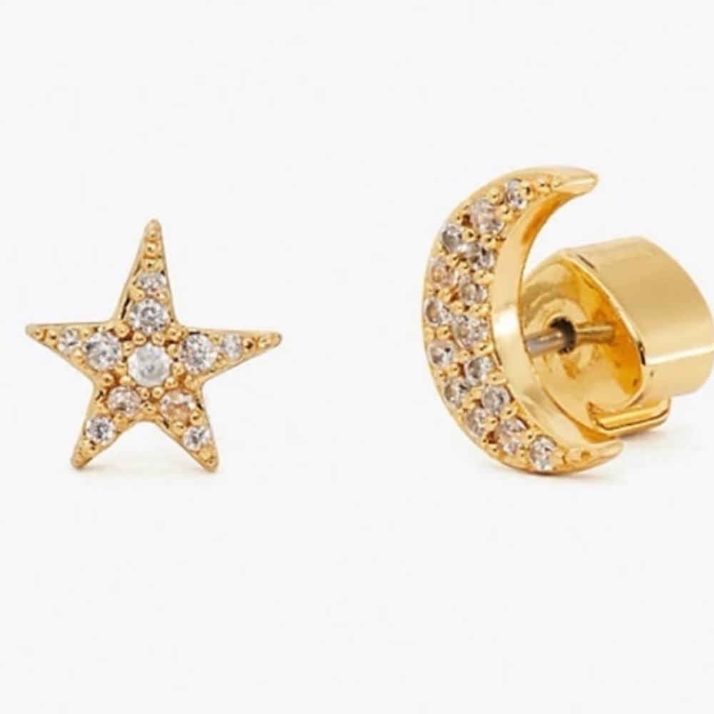 $48 Kate Spade something sparkly Moon & Star stud earrings